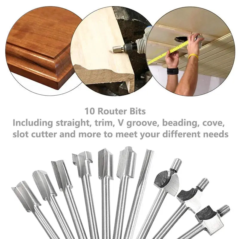 HSS Milling Cutter Bits Set With AlTiN Coating For Dremel Rotary Tools Woodworking Carving Engraving