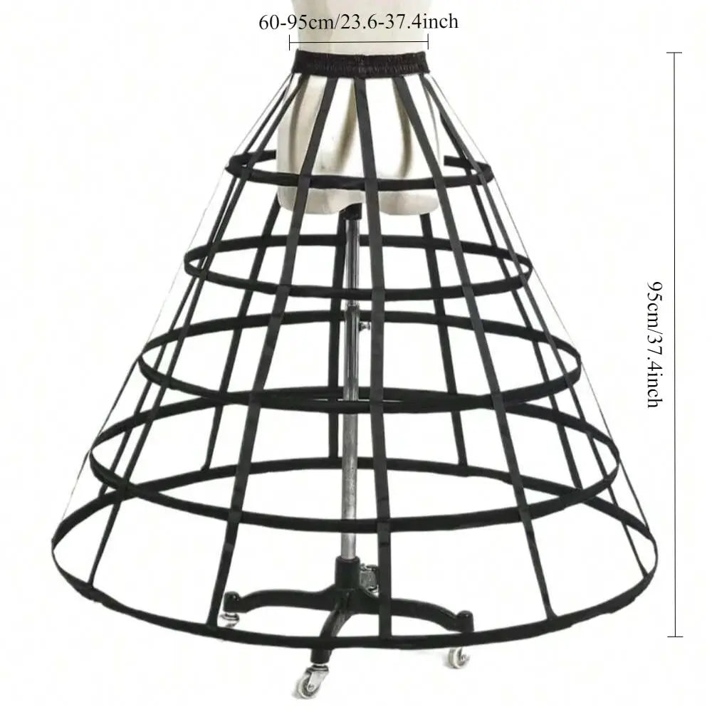 AuroraGown Girls 3 Hoops Crinoline Cage Bustle Petticoat Adjustable Pannier For Dramatic Dress Volume