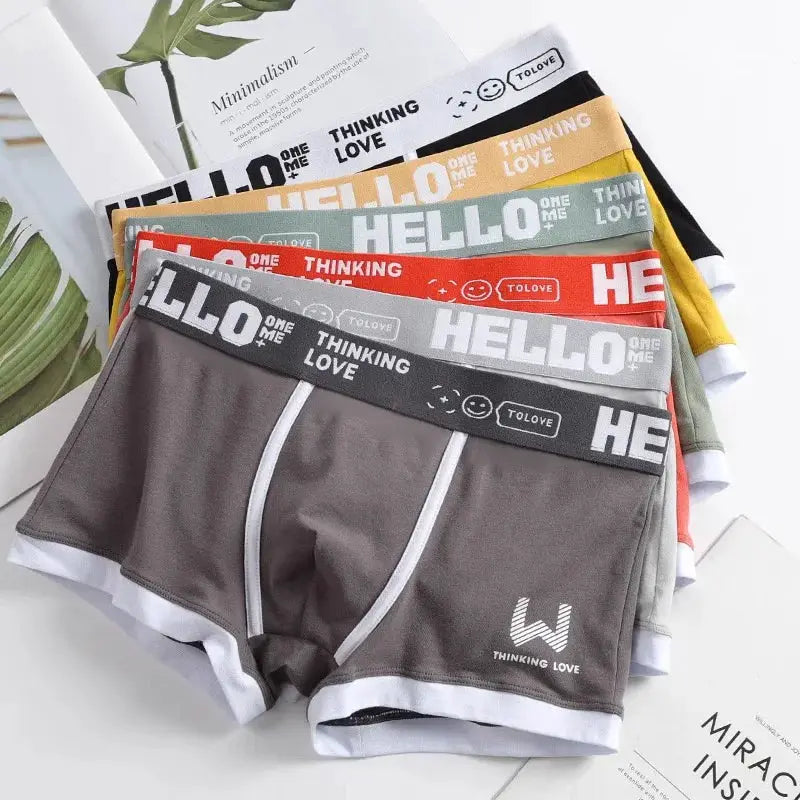 Men's Cotton Boxer Shorts Underwear Breathable Soft Fit With Letter Belt Design 3 Color Options Sizes L XL 2XL 3XL