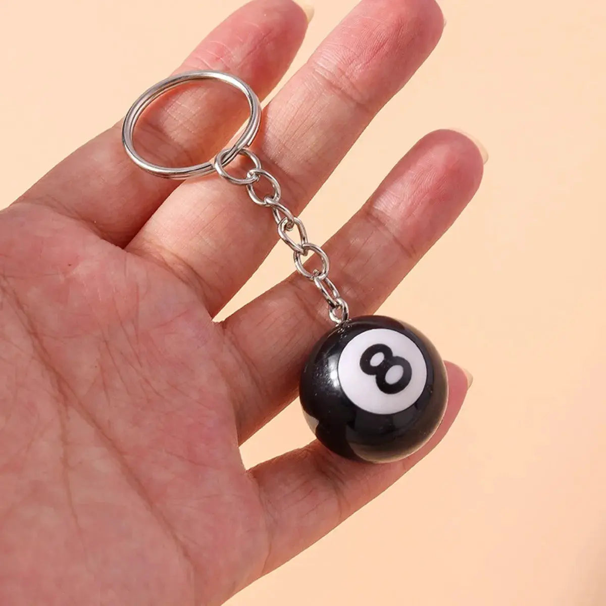 25mm Black 8 Ball Billiard Keychain Resin Pendant Mini Ball Decorative Jewelry Gift
