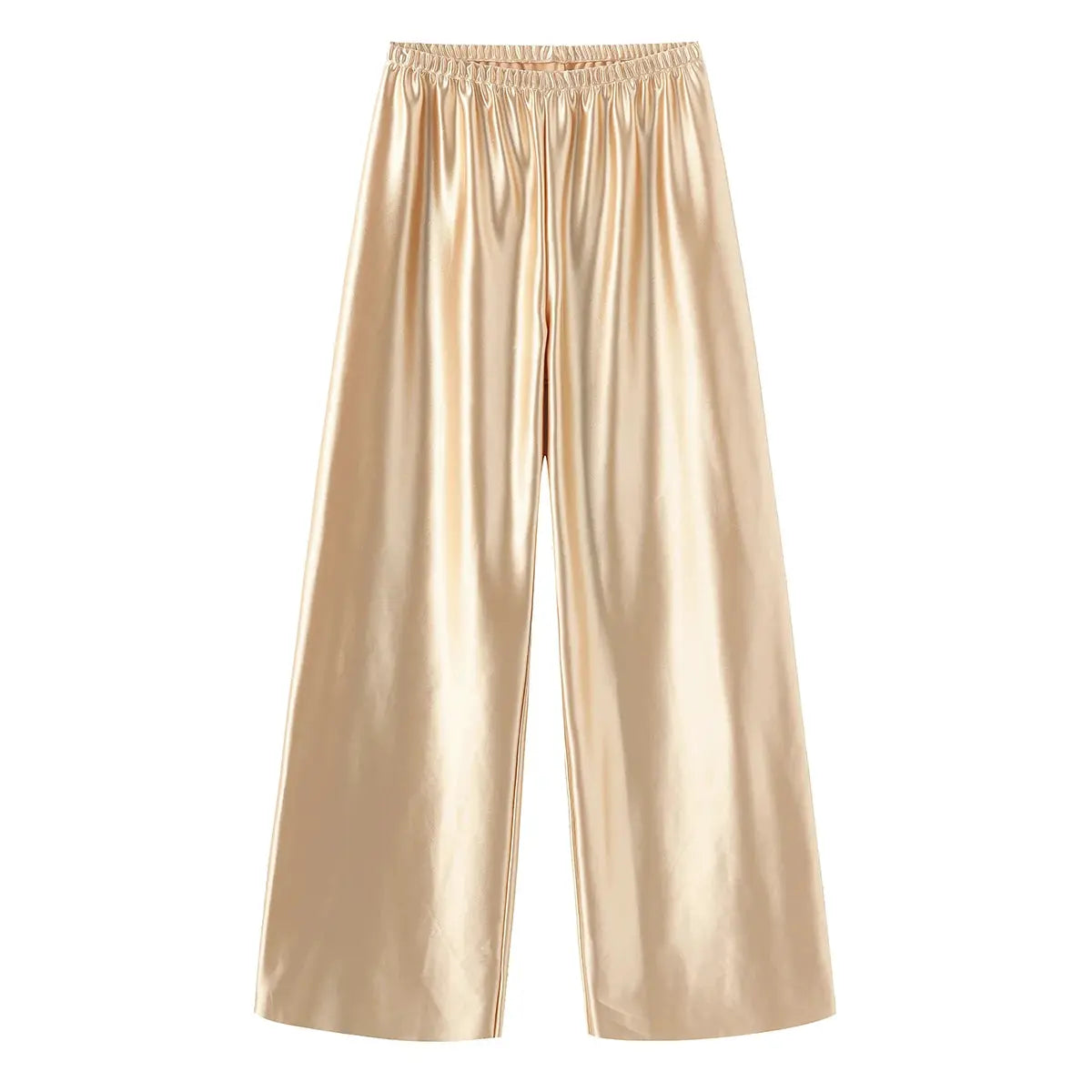 VelvetBloom Satin Wide Leg Pants With High Waist Elastic Closure For All Day Comfort And Elegant Summer Style