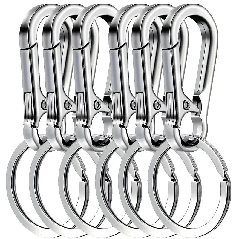 Six Piece Metal Carabiner Clip Keychain Set For Car Keys And Home Keys Organizer