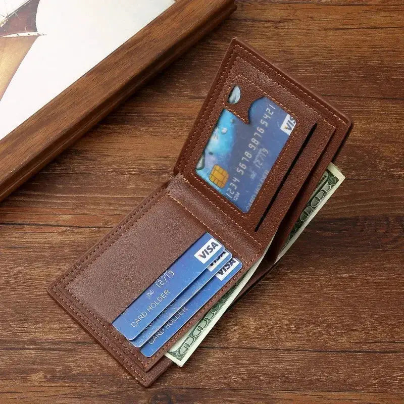 Men's brown leather foldable slim wallet by Simples Market