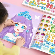 Stickers Book Handicrafts For Kids Reusable Make A Face Princess Cartoon Sticker Set 15 Pages