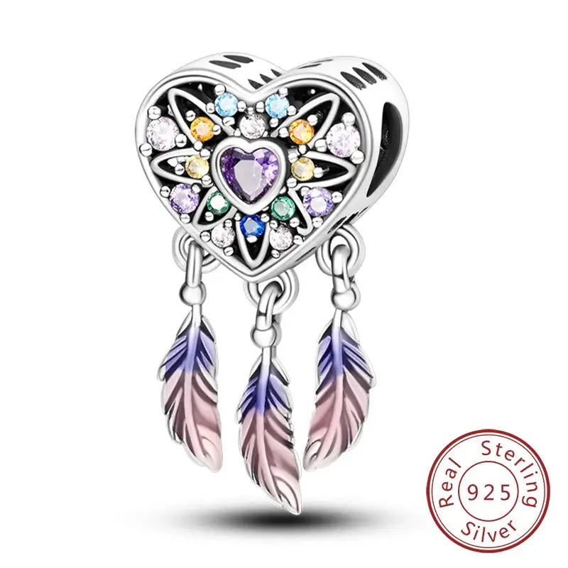 925 Sterling Silver Charms Beads Forever Love Heart Dangle For Bracelet Women Jewelry Gift Sister Family Life