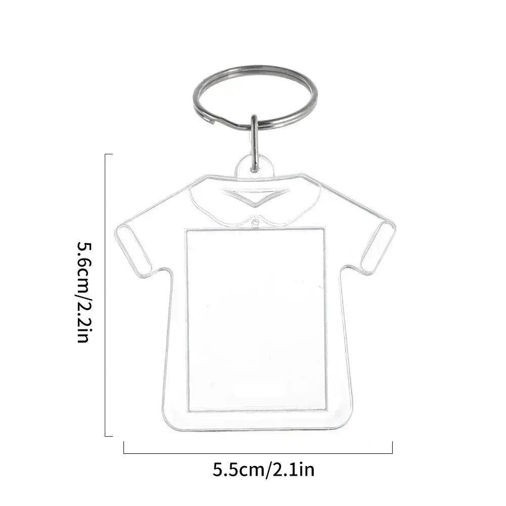 Transparent Rectangle Acrylic Photo Frame Keychain with Blank Insert for Photos DIY Split Ring Key Ring 2035