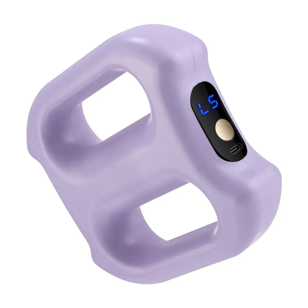 Simples Market portable vibration dual-ring fascia massager with belt, purple handheld device with blue LED display