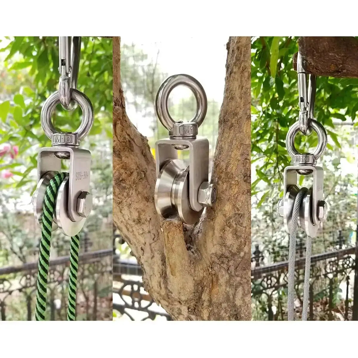 U Type Swivel Pulley 304 Stainless Steel Duplex Bearing Super Silent Detachable Rotation Pulley System Gym Traction Wheel