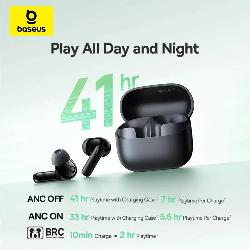 Baseus Bass EP10/BP1 NC true wireless earbuds with charging case, black