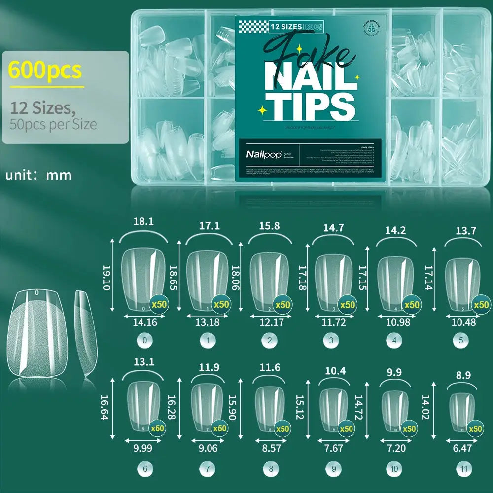NailPop Soft Gel Nail Tips 600 Pcs Full Cover Coffin Almond Oval Shapes For Salon Quality At Home