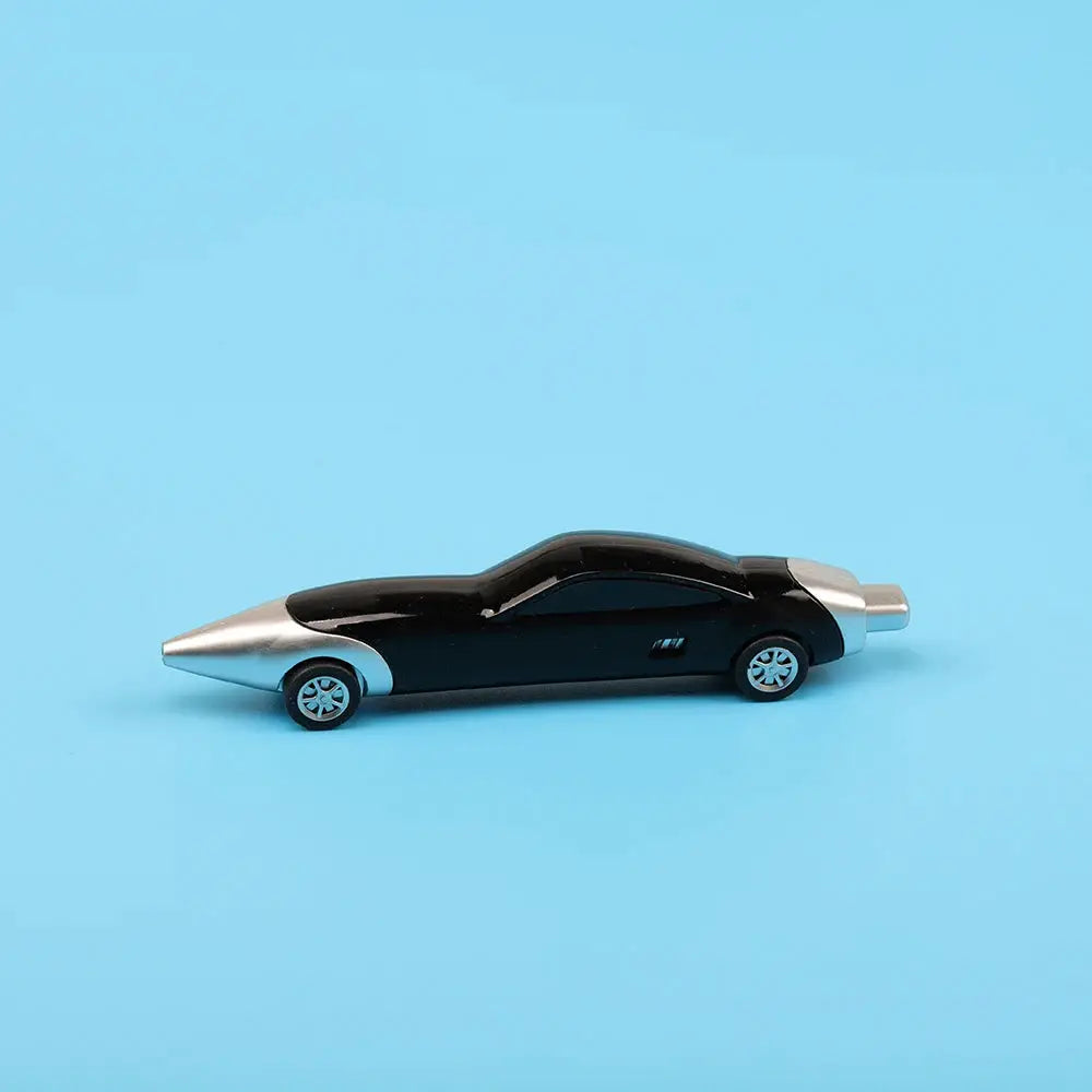 Lytwtw's Cute Candy Color Car Ballpoint Pen, black body with silver nose and tail, blue wheels