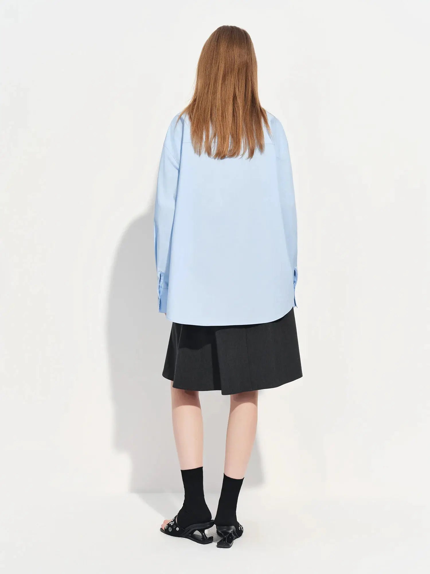Simples Market FSLE Premium Series women's light blue cotton oversized shirt with long sleeves