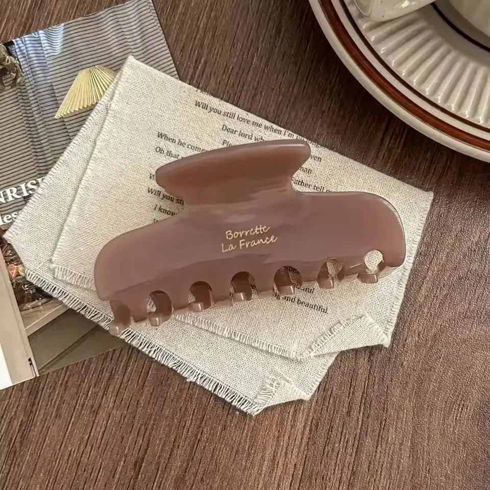 ChicWood Vintage French Hair Clip Two Tone Wood Grain and Marbled Design for All Day Hold