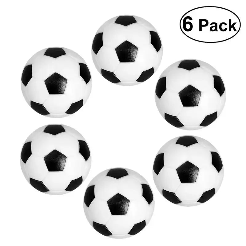 Set Of 6 Mini 32mm Black White Soccer Balls For Table Football Games And Casual Play