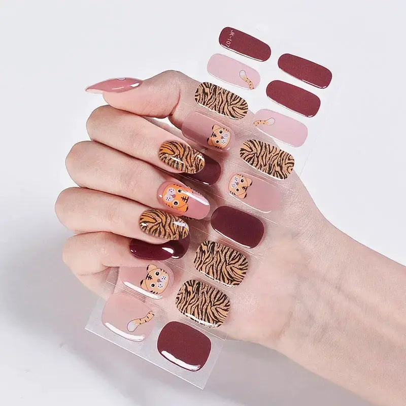 NailLux Semi Cured Nail Wraps For 16 To 20 Tips Easy Full Cover Adhesive Press On Nails Gel Finish UV LED Compatible