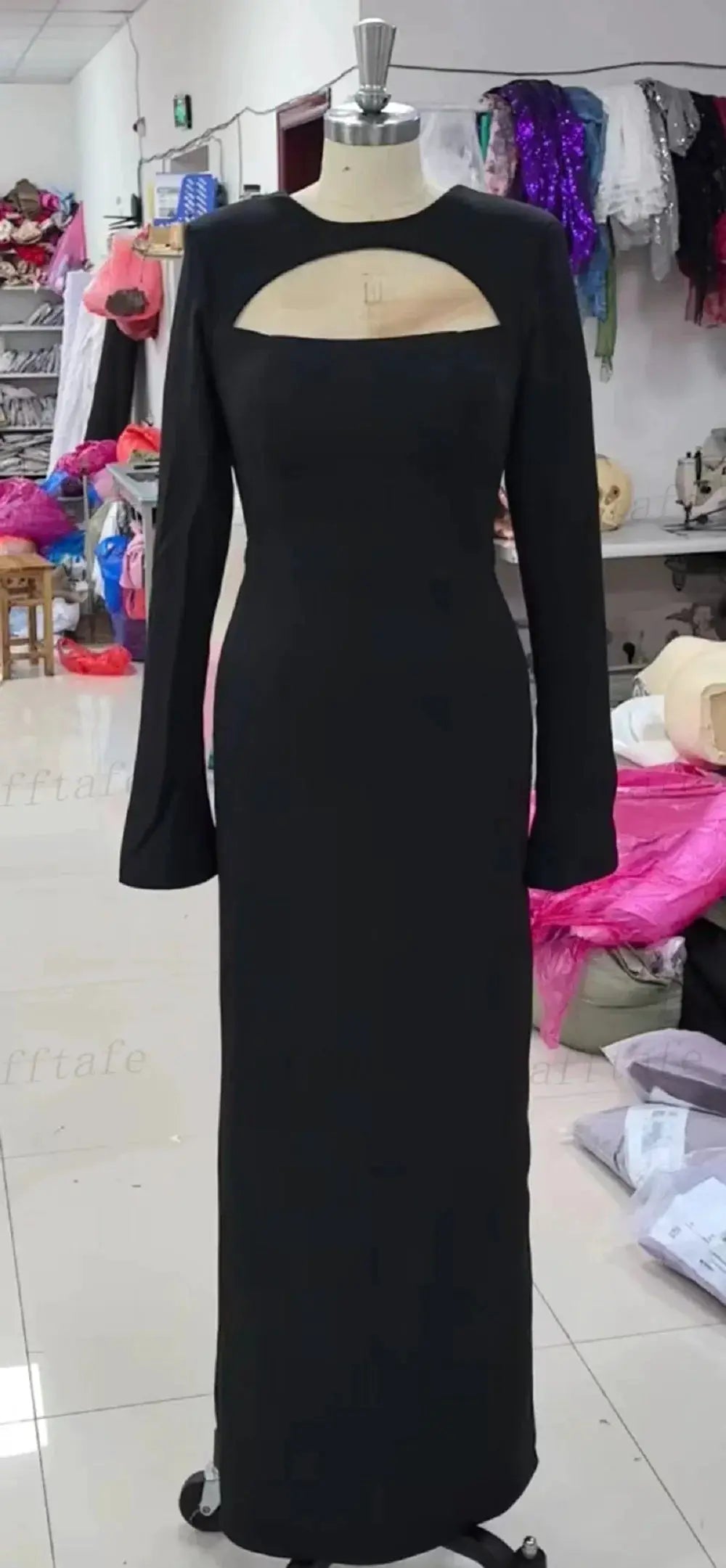 Mermaid Black Prom Dress With Long Sleeves Elegant Formal Evening Gown
