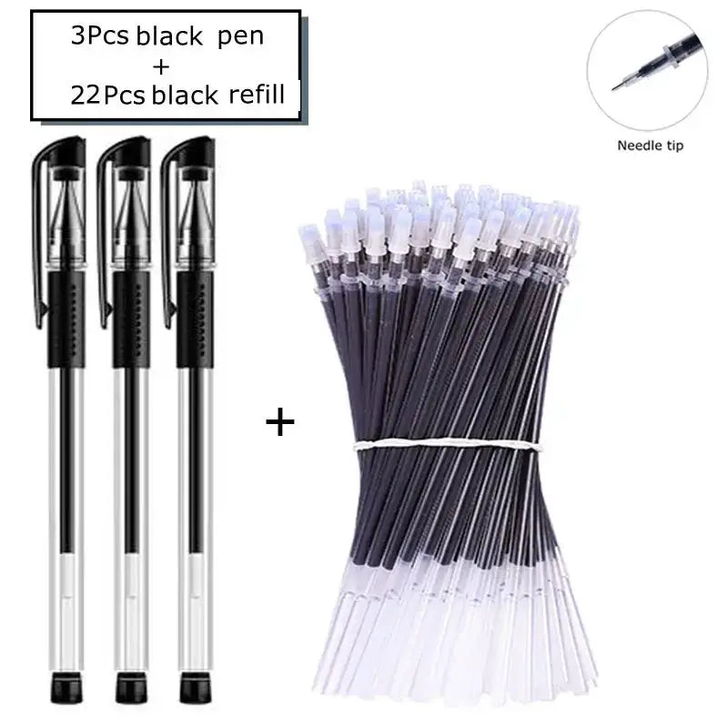 Simples Market gel pen set with 3 black pens and 22 black refills (0.5mm)