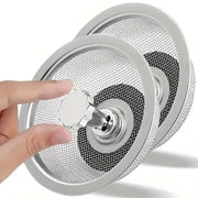 2 Pack Kitchen Sink Strainer With Handle And Stopper Replacement Drain Basket Stainless Steel Mesh Filter