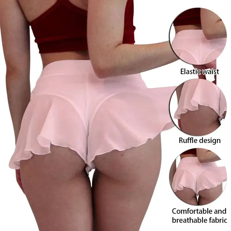 VelvetMuse See Through Women Sport Dress Ruffles Dancewear Lingerie Mini Dress And Sexy Tennis Skirt Alluring Comfort