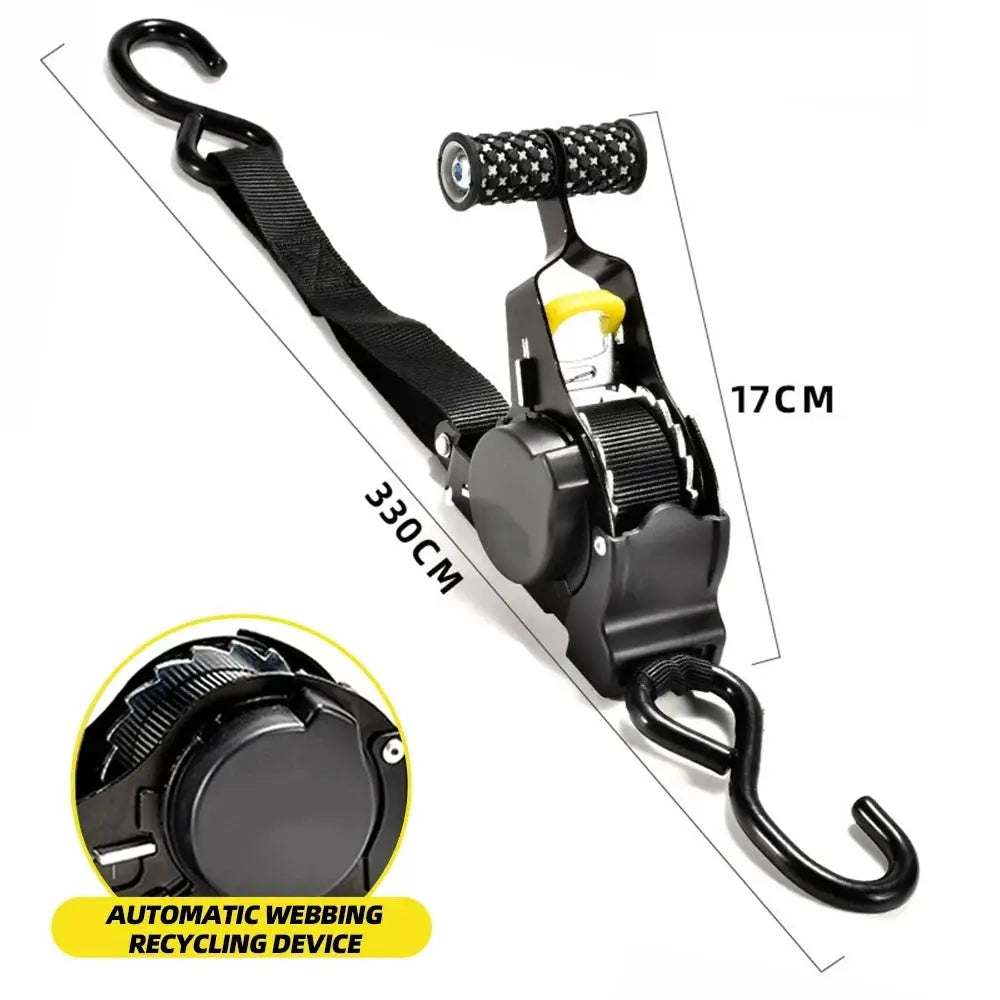 Auto Straps For Cargo Tape Retractable Belts And Ratchet Tensioners For Cars Motorcycles And Luggage
