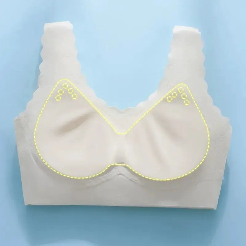 Seamless wireless sports bra white bralette crop top, non-wire push-up design