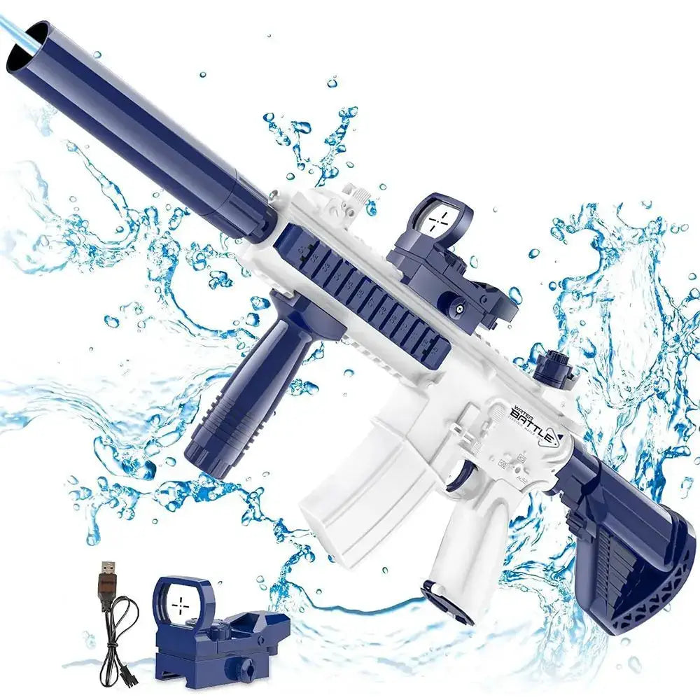 Unilabo M416 Electric Water Gun Battery Powered with External Water Bottle Attachment for Kids and Adults Outdoor Fun