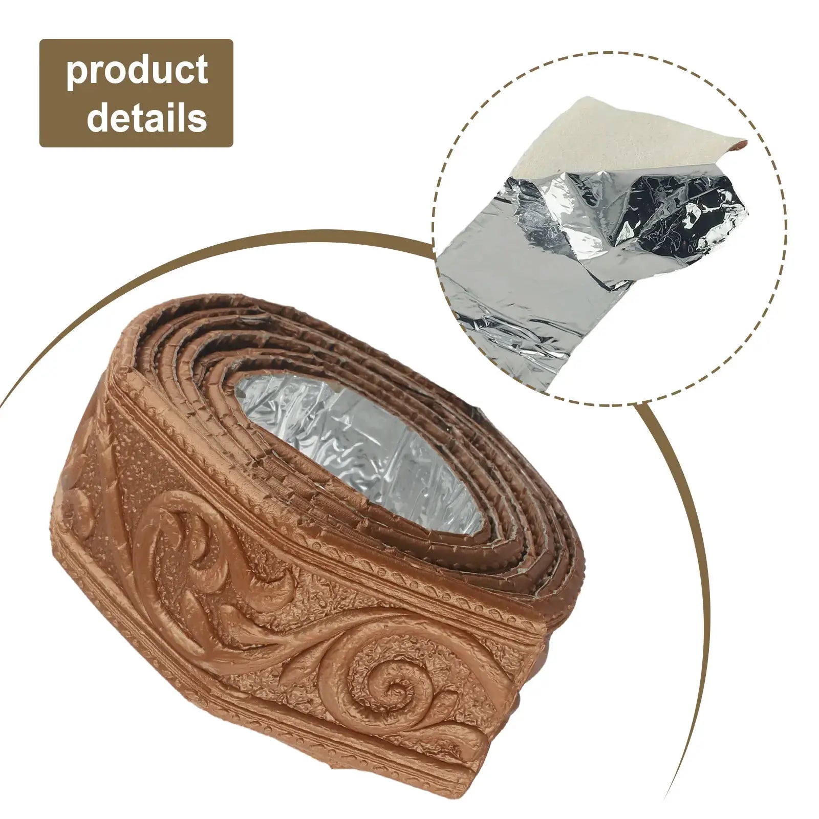 3D wall trim line skirting border in brown, embossed baseboard with self-adhesive waterproof backing