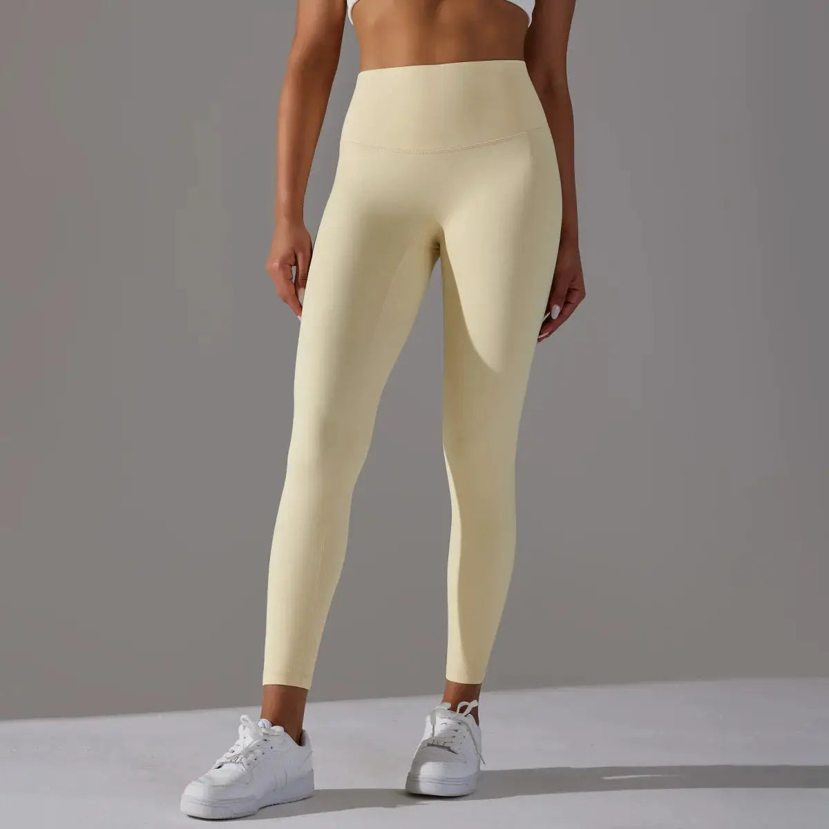 High Waist Naked Feeling leggings for women in beige; fitness and yoga pants