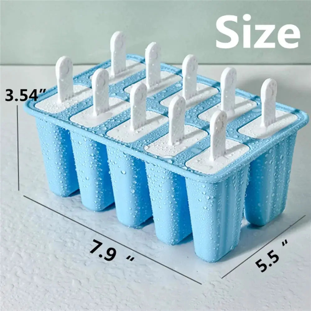 10 Piece Silicone Popsicle Molds BPA Free Easy Release Nonstick Ice Pops Food Grade Durable