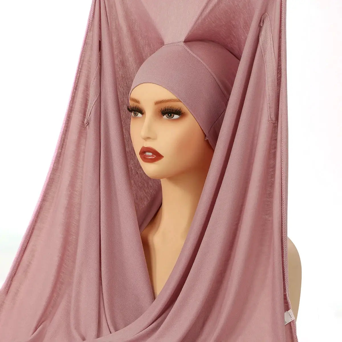 NovaVibe Instant Chiffon Hijab Magnetic Buckle Solid Color Muslim Scarf Effortless Wear