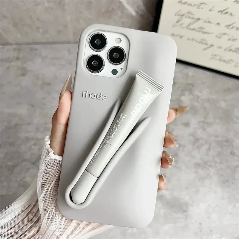 Lemontini Lip Gloss Silicone Phone Case For iPhone 11 Through 17 Pro Max Plus Air Makeup Inspired Lip Glaze