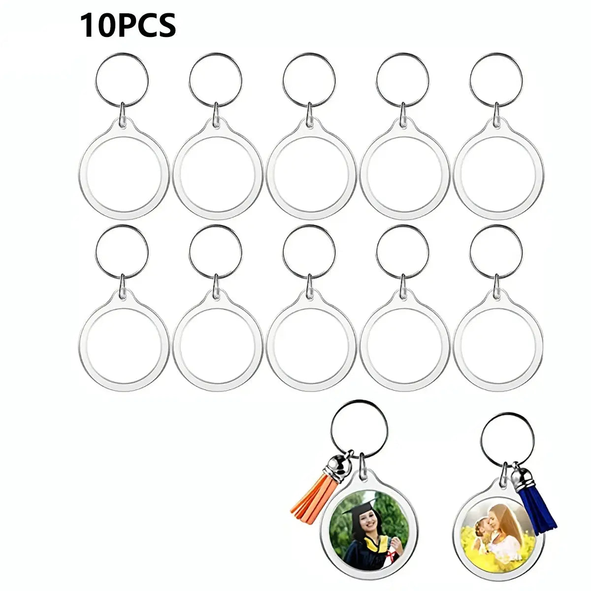 10 Pack Transparent Photo Frame Keychains With Tassels Snap In Clear Acrylic Blank Inserts For Custom Photos