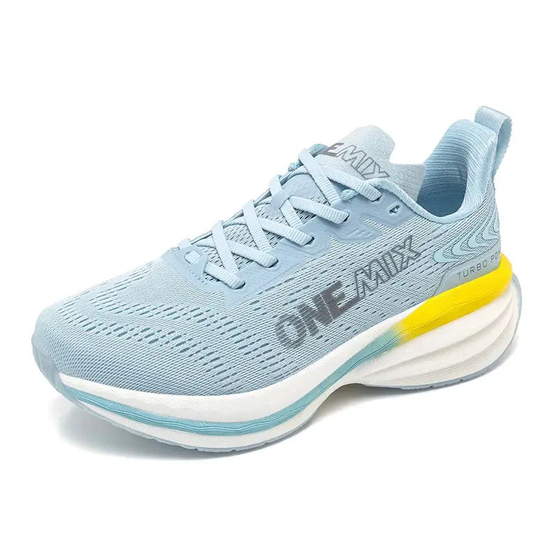 ONEMIX men's running shoes with light blue mesh upper and air-cushion sole