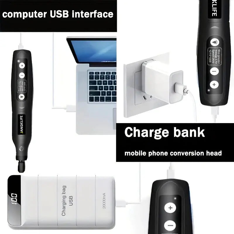 JANGKLIFE USB Cordless Rotary Tool Kit Engraving Pen For Jewelry Metal Glass DIY Mini Wireless Drill