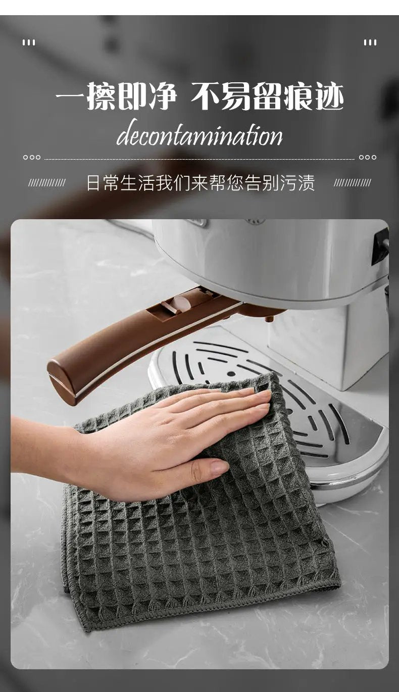 Simples Market barista towel, gray waffle-knit square cleaning cloth for coffee machines, lint-free