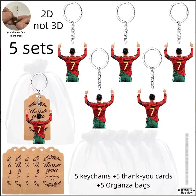 2D Ronaldo Keychain Cristiano Football Pendant Flat Acrylic Ornament