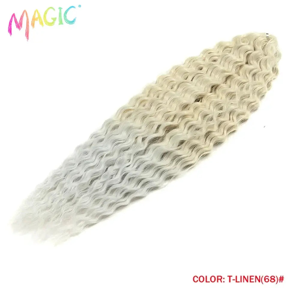 Magic Ariel Curl crochet hair, ombre blonde, 22in deep wave braided extensions