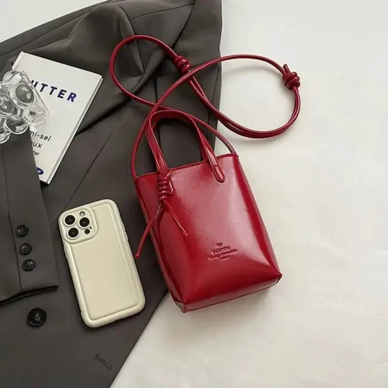 Simples Market PU leather mini crossbody bag, red with a long adjustable strap