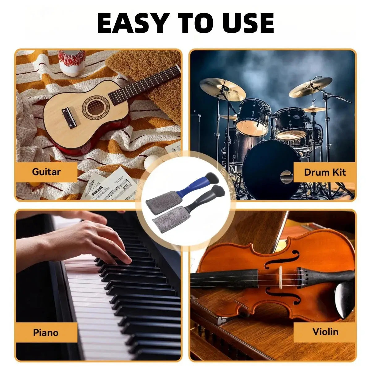 Double Head Guitar Cleaning Brush for Strings and Fretboard Care, Dust and Rust Prevention, Instrument Cleaning Tool