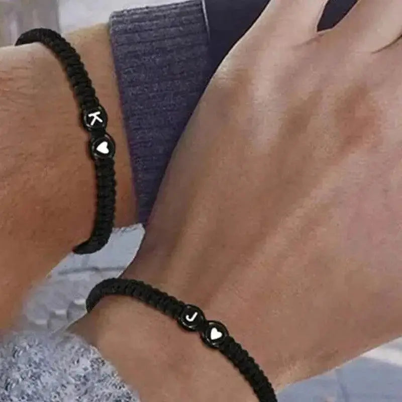 Unisex Initial Heart Bracelet Adjustable Braided Rope Jewelry A To Z Letters Personalized Name Gift For Women Men