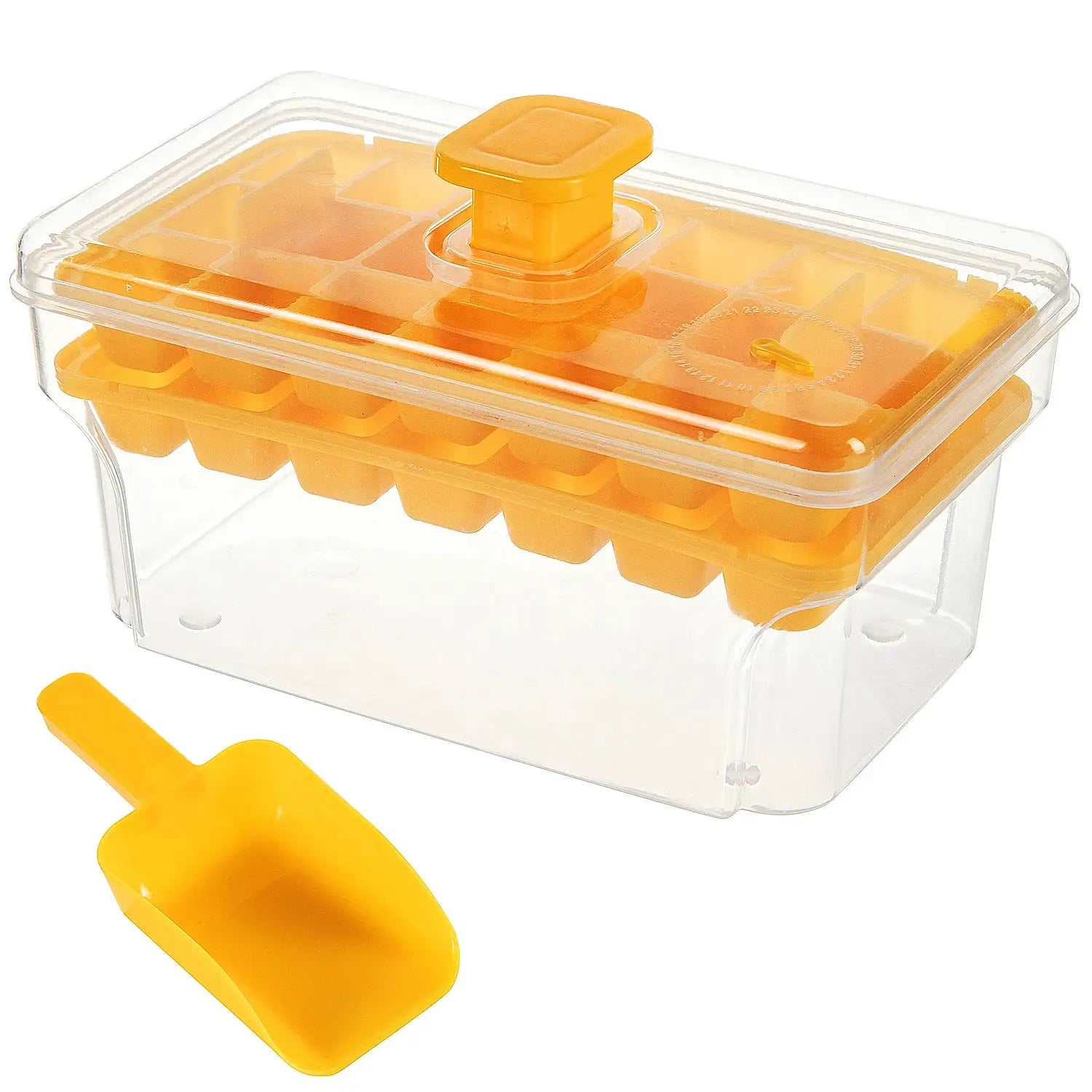 Ice Tray Set With Freezer Bin And Lid For 68 Ice Cubes Easy Press To Release Ice
