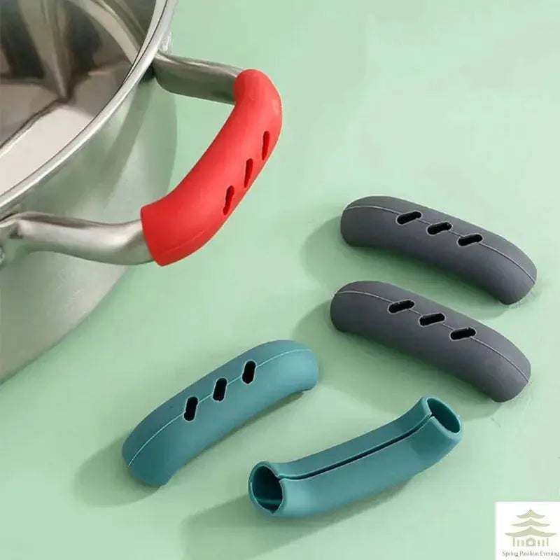 2 Pack Silicone Pan Handle Sleeve Heat Resistant Shield For Pots Pans Woks Ears Safe Grip