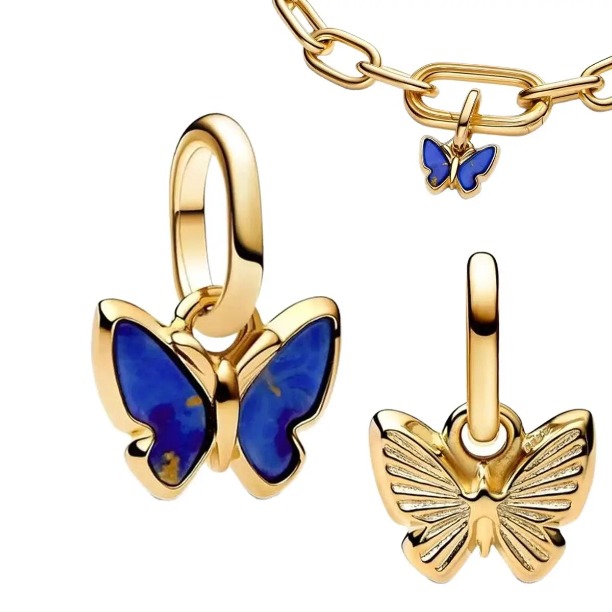 925 Silver Relief Carved Palm Leaf Heart Charm Set With Blue Dragonfly Butterfly Hummingbird Enamel Dangles For Bracelet