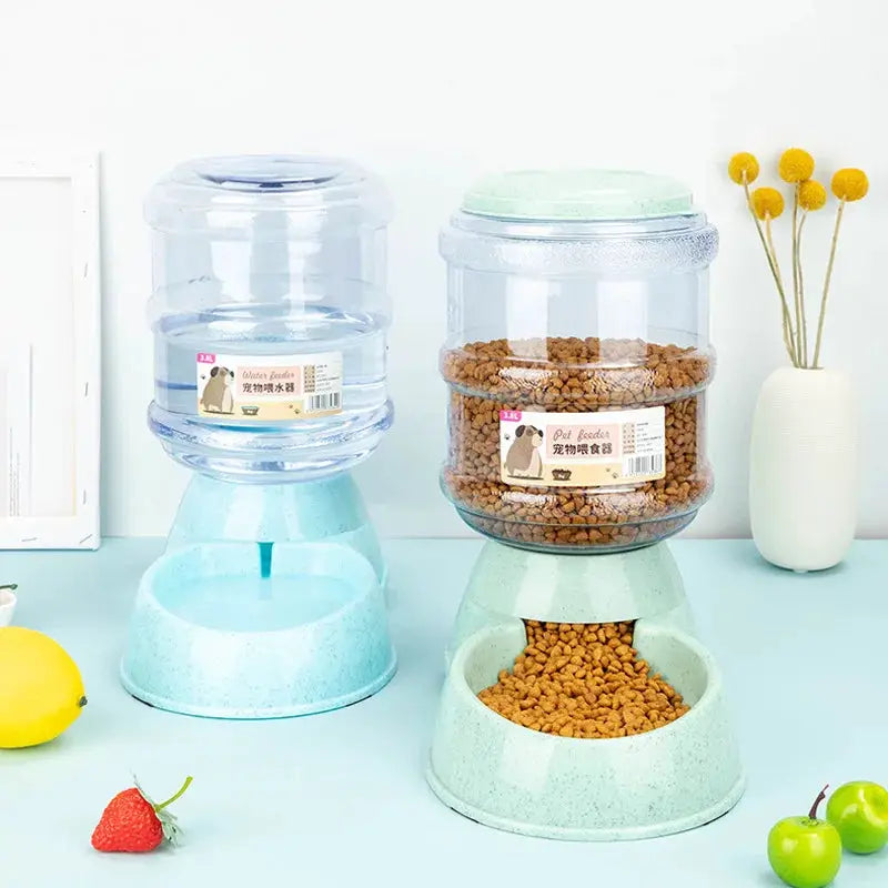 Large Capacity Pet Feeder Bowls For Dogs And Cats Automatic Water Dispenser And Dual Food And Water Compartments