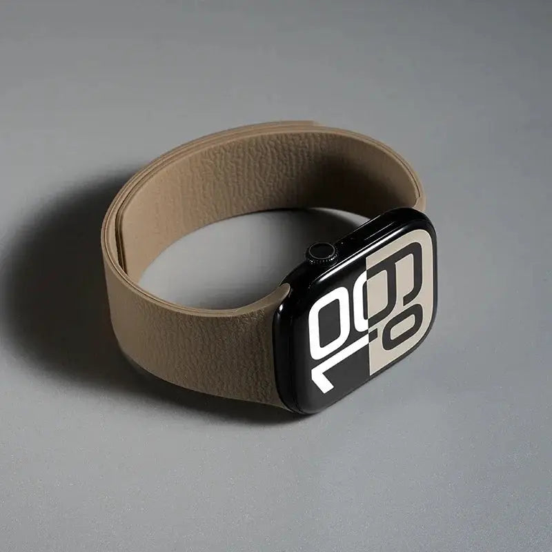 Simples Market silicone magnetic Apple Watch band, beige, 40–49mm compatible.