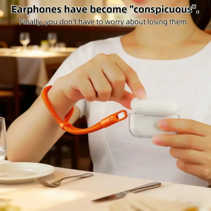 Phone lanyard orange adjustable wrist strap with clip for universal cell phone cases