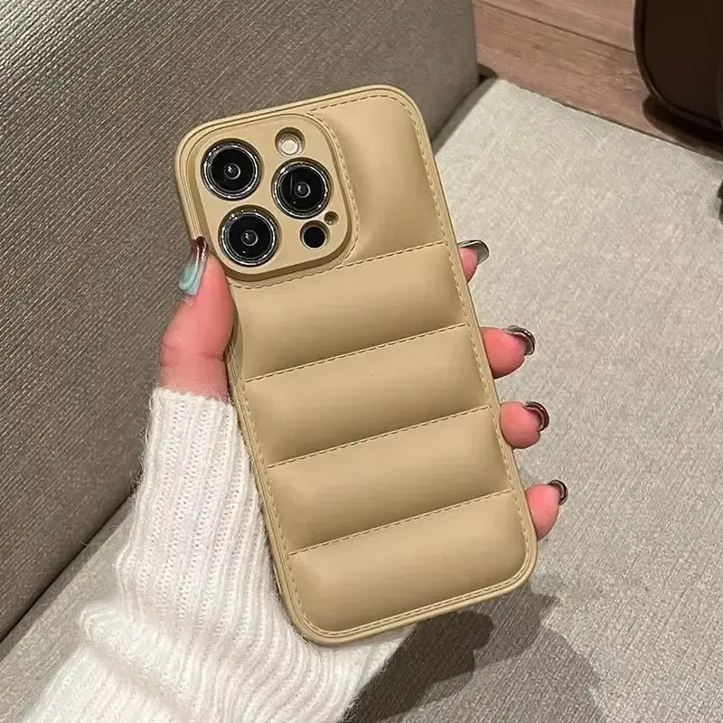 AuroraCase Colorful Down Jacket Pattern Silicone Phone Case For iPhone 16 To 11 Pro Max Plus Shockproof Camera Guard