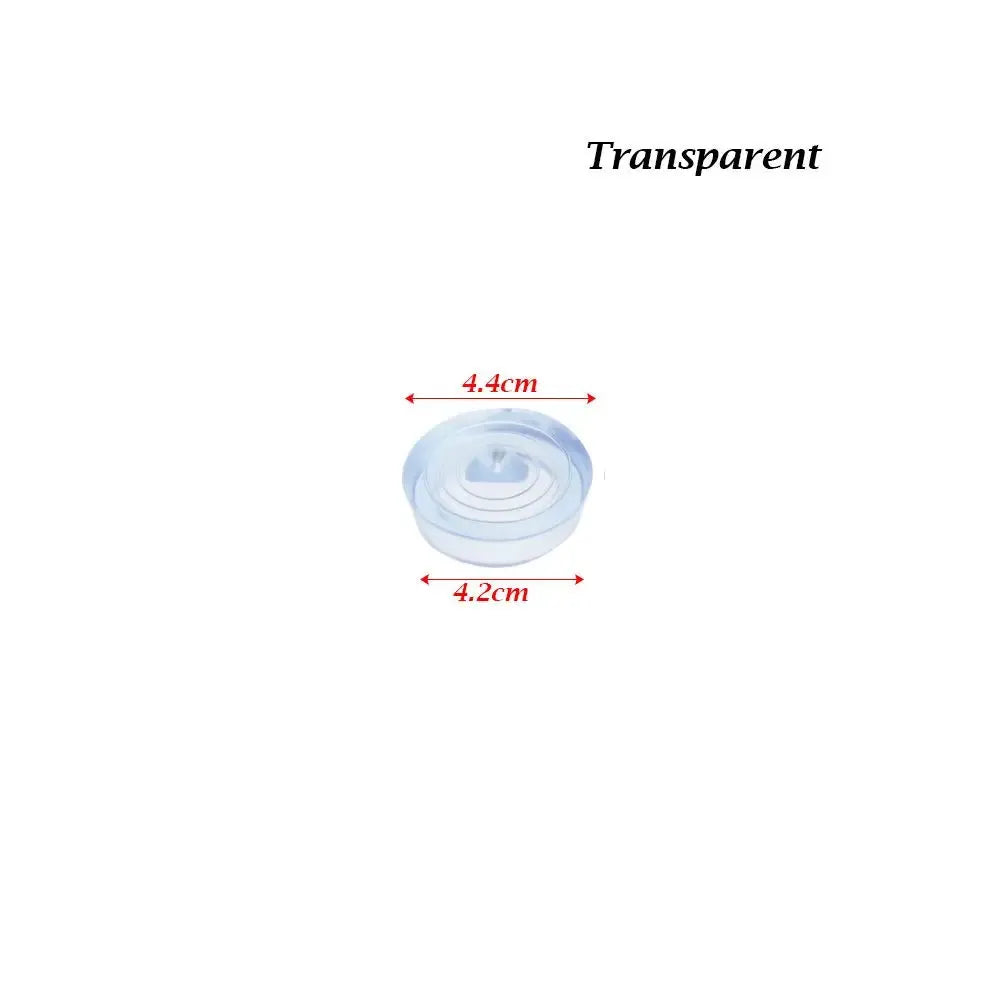 Sink drain stopper by Simples Market; round transparent blue silicone, 4.4 cm diameter.