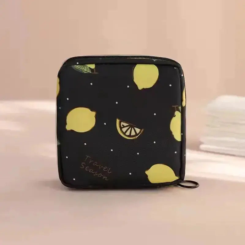 Women Sanitary Napkin Tampon Storage Bag Portable Waterproof Organizer Pouch Cartoon Pattern Sanitary Napkin Bag