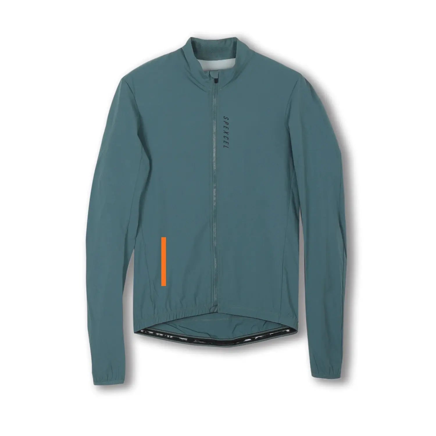 SPEXCEL cycling windproof jacket, teal lightweight with front zipper and elastic cuffs.